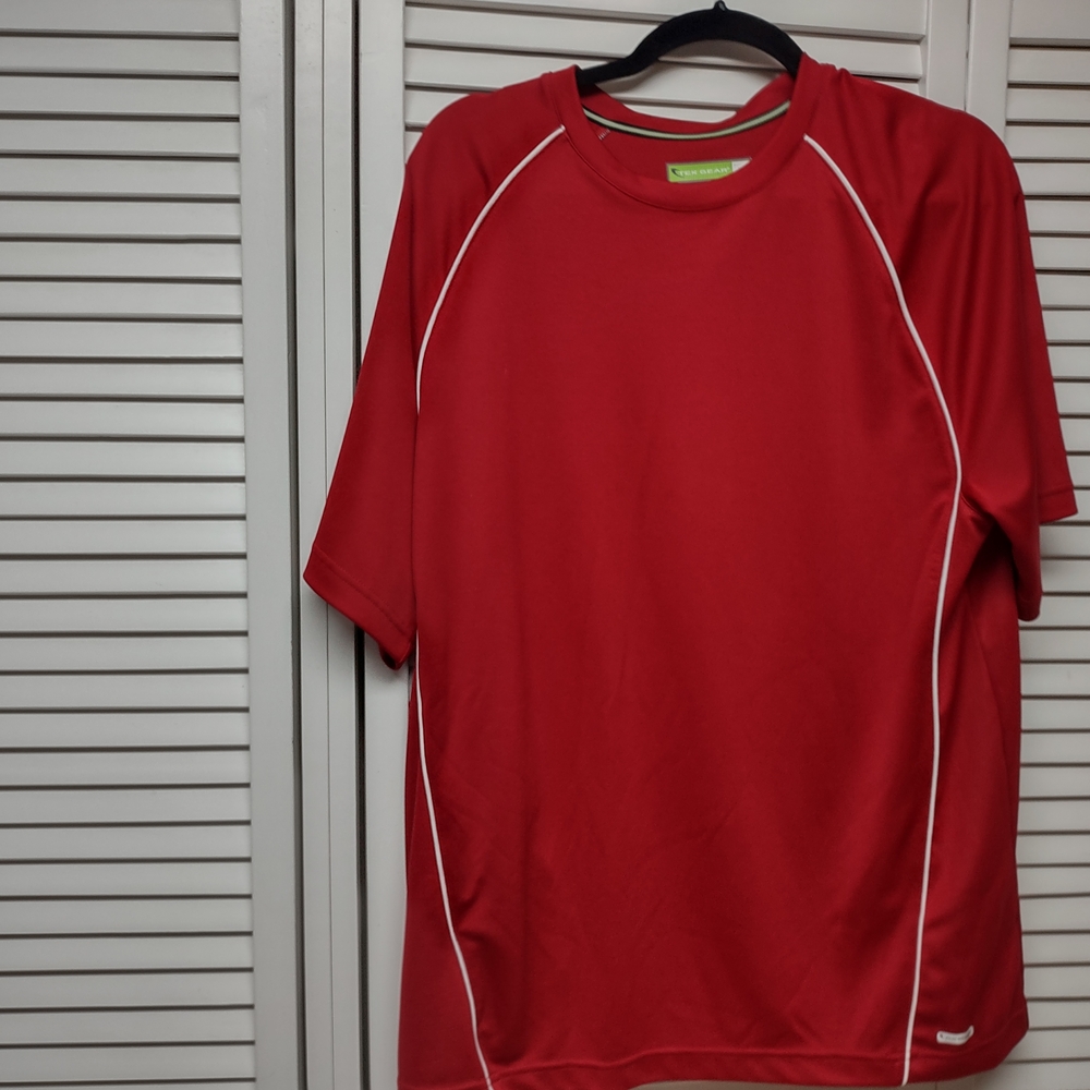 Red Athletic T-Shirt with White Trim